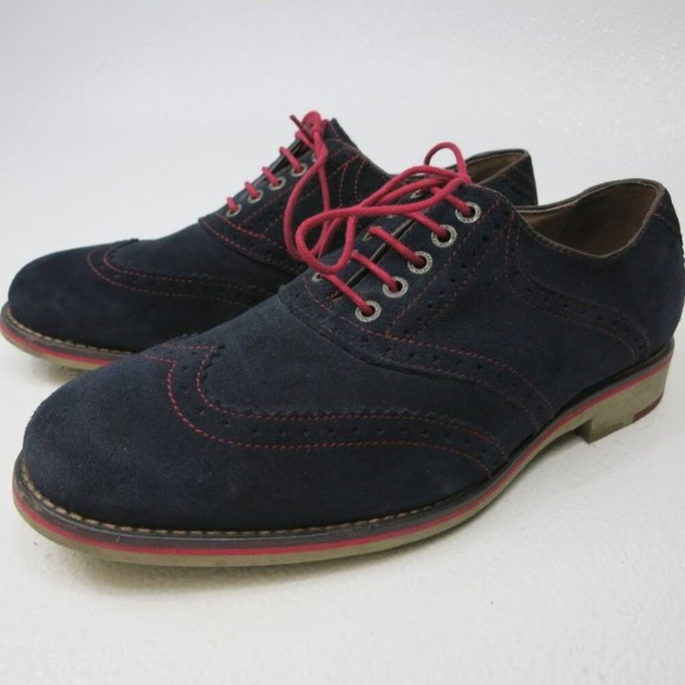 Johnston & Murphy Blue Suede Shoes Mens Wingtip Oxfords Dress Footwear Sz 8.5 M